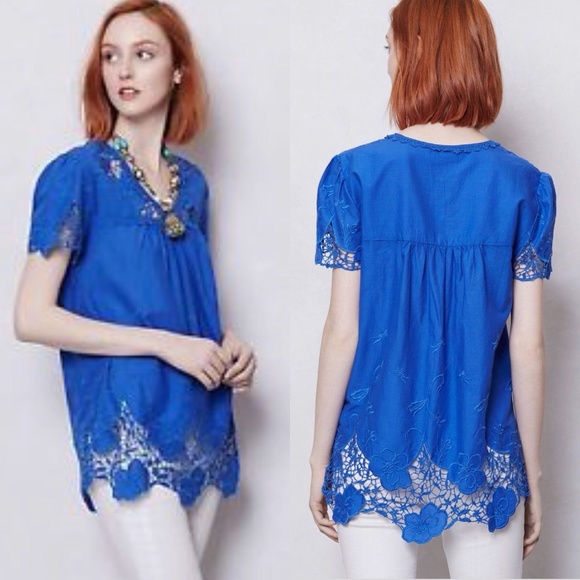 Anthropologie Tops - Anthropologie l Vanessa Virginia Azurite Blouse